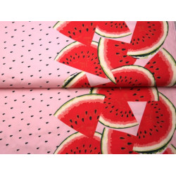 Popeline Wassermelone Bordüre rosa